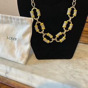 J.Crew Factory Gold and Yellow Link Necklace with Rhinestones